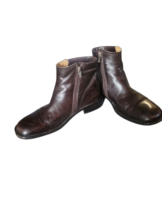 Bally Men\'s Vintage 90\'s Chukka Square Toes Brown Leather Side-Zip Boots 7 1/2D main image 11